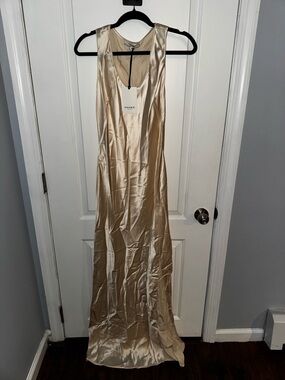 NakedCashmere Satin Slip Dress in Champagne Beige